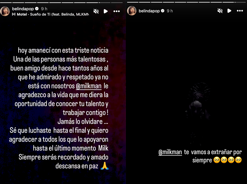 Mensaje de despedida de Belinda a Oscar Botello.