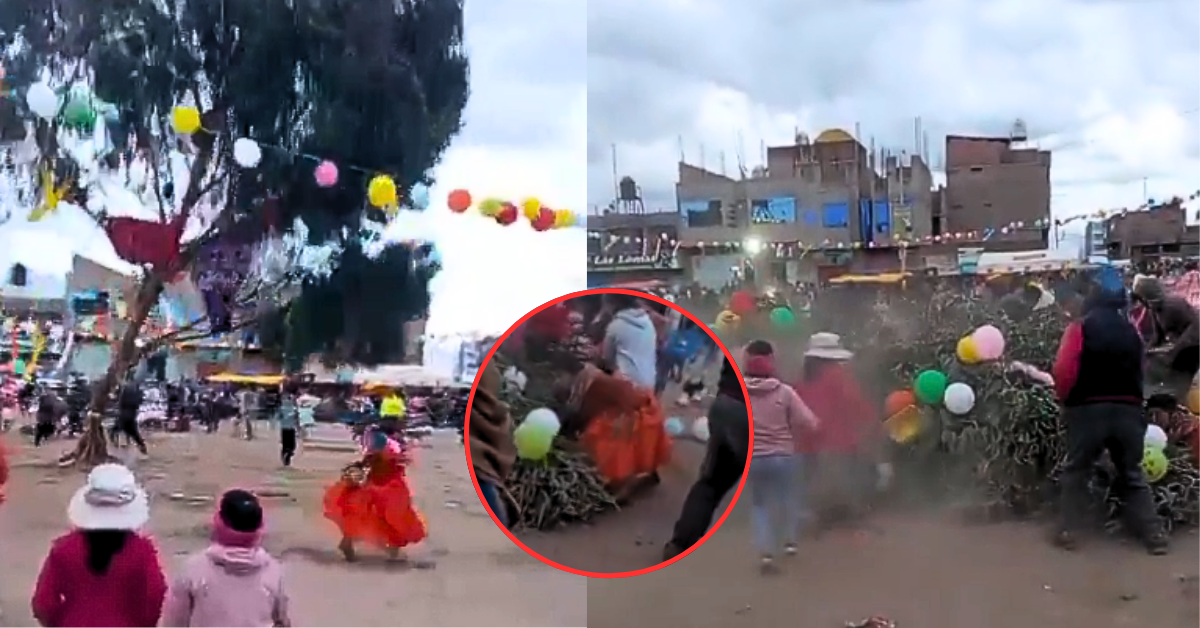 Accidente en Puno: Árbol de Yunza cae encima de mujer y se SALVA de morir tras sufrir fractura
