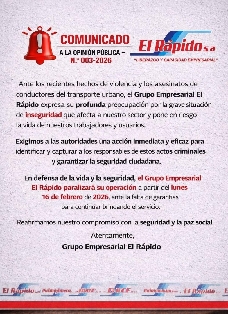 Comunicado de El R�pido S.A.