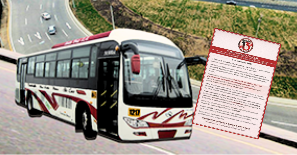 Se suma a suspensión: Empresa de transportes 'Santa Cruz' paralizará servicios este lunes 16 de febrero