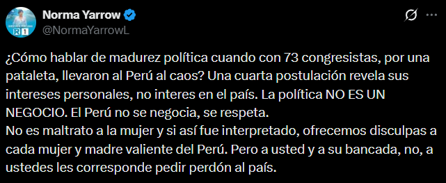 Respuesta de Norma Yarrow.