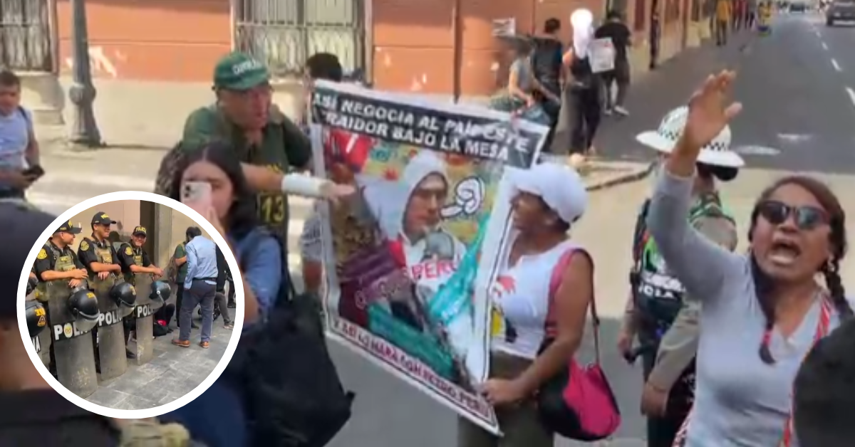 Protestan contra José Jerí previo al debate de su censura en el Pleno Extraordinario del Congreso