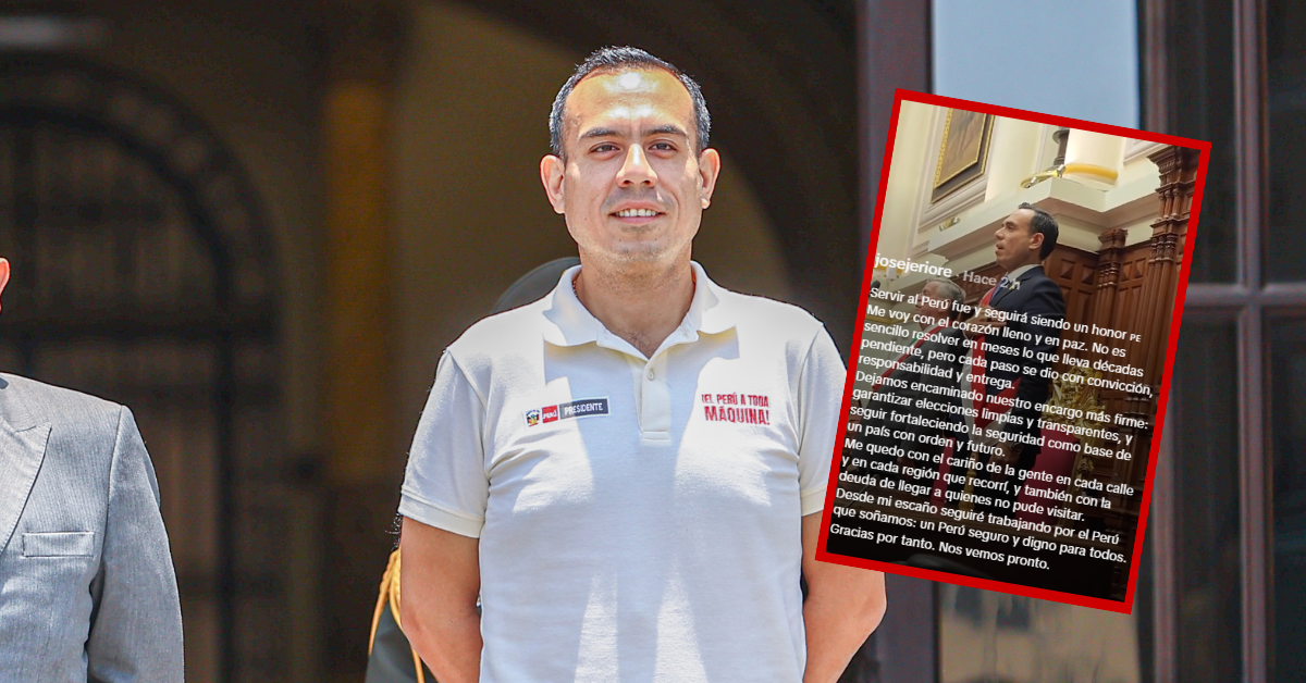 José Jerí se despide del cargo tras censura: "Me voy con el corazón lleno y en paz"