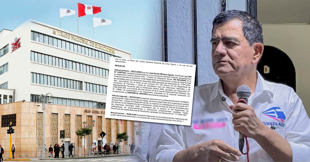 José Williams: JEE archiva pedido de exclusión y confirma que no tiene sentencias