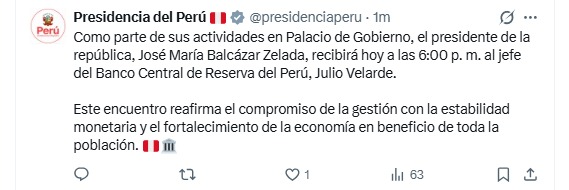 Jos� Balc�zar y Julio Velarde se reunir�n hoy en Palacio de Gobierno.