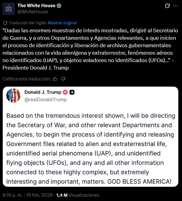 Comunicado de la Casa Blanca.