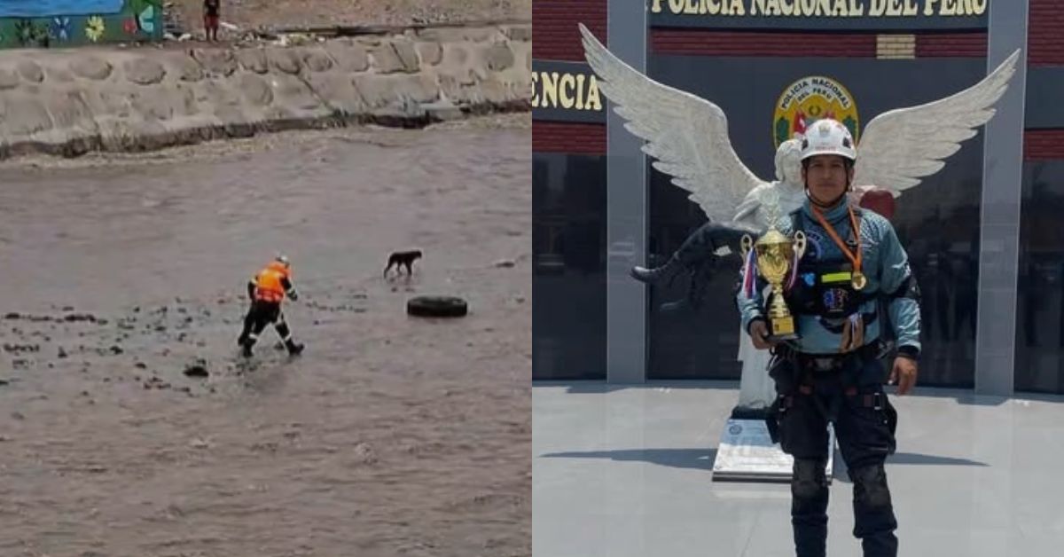 Policía desapareció en el río Rímac tras ser arrastrado por el caudal al intentar rescatar a un perrito atrapado