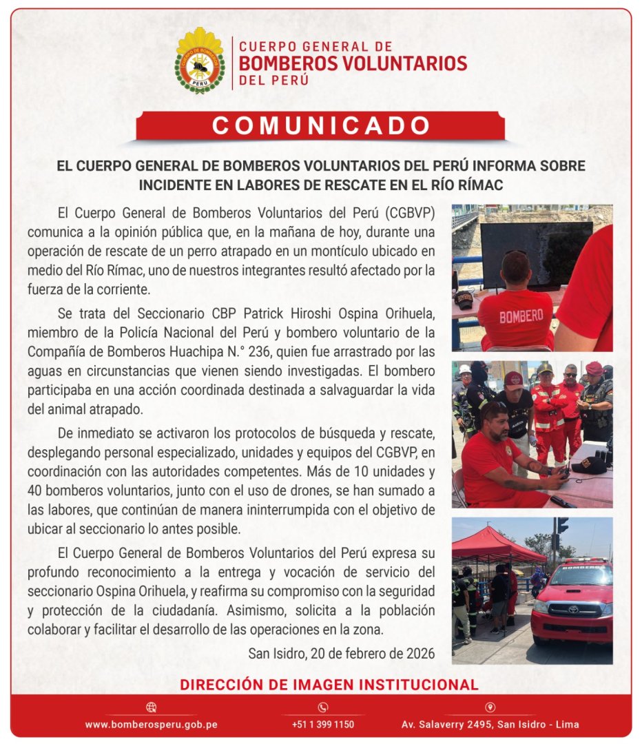 Comunicado del Cuerpo General de Bomberos