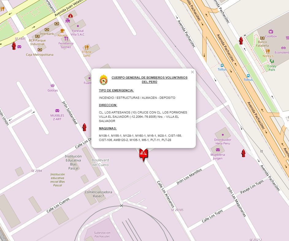 Mapa del incendio en VES