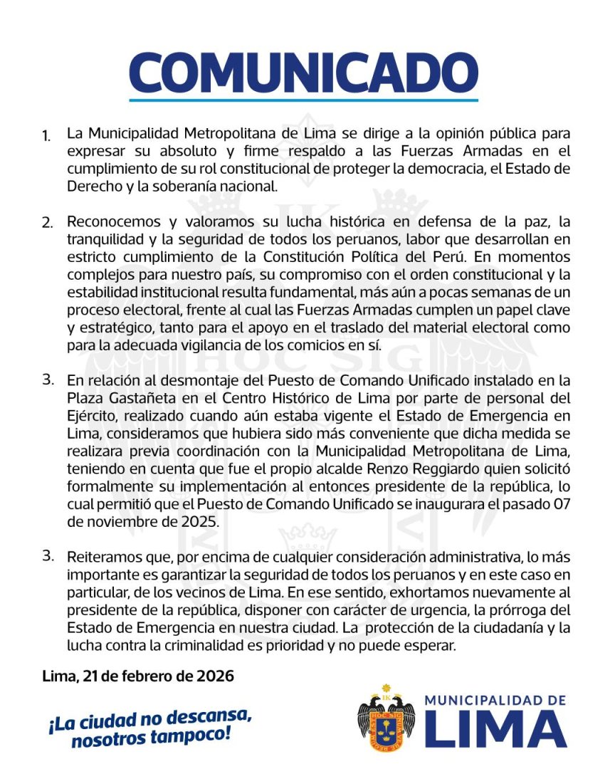 Comunicado de la MML