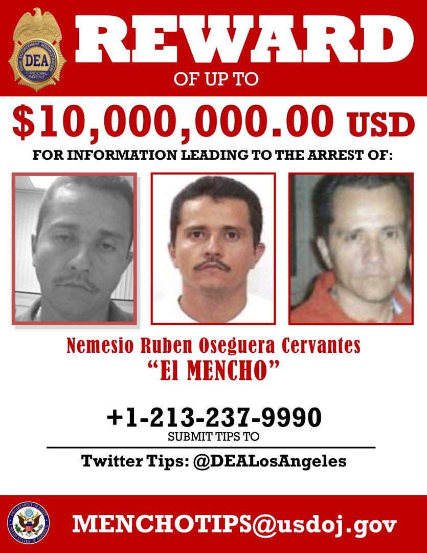 Recompensa por captura de "el Mencho."