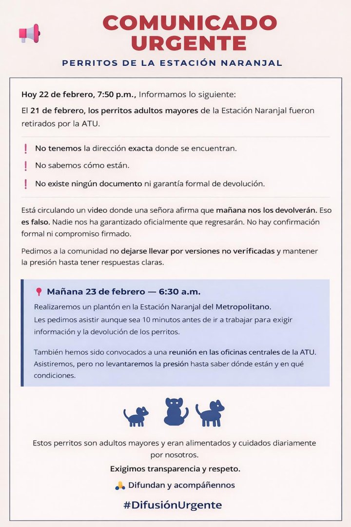 Comunicado emitido por la asociaci�n "Patitas de Naranjal".