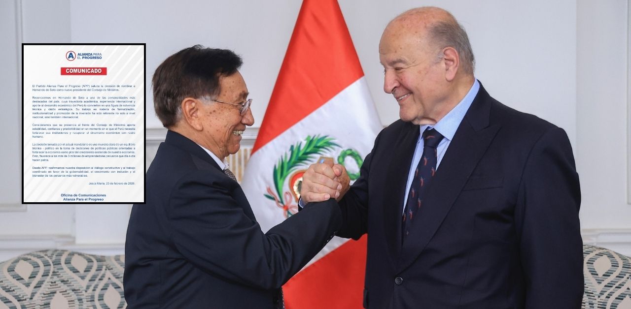 APP respalda designación de Hernando de Soto como nuevo primer ministro: "Aporta estabilidad, confianza y predictibilidad"