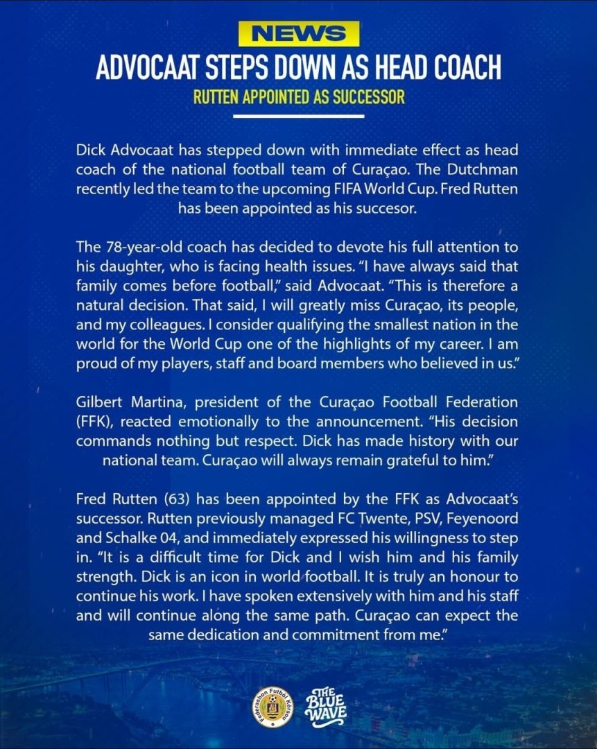 Comunicado de la Federacion de F�tbol de Curazao