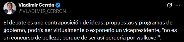 L�der de Per� Libre exige que se le deje participar a trav�s se su candidato vicepresidencial.