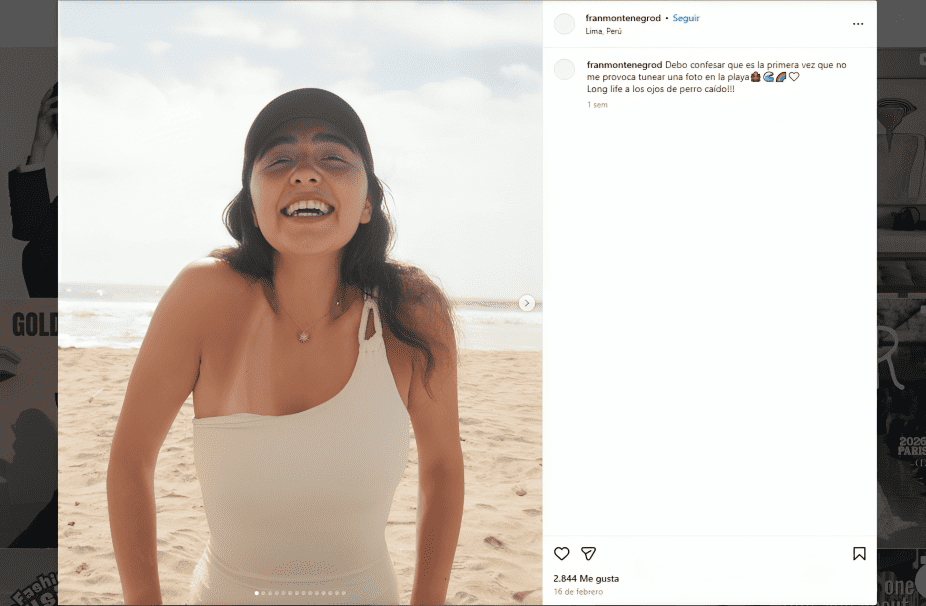 Última publicación en Instagram de Francesca Montenegro