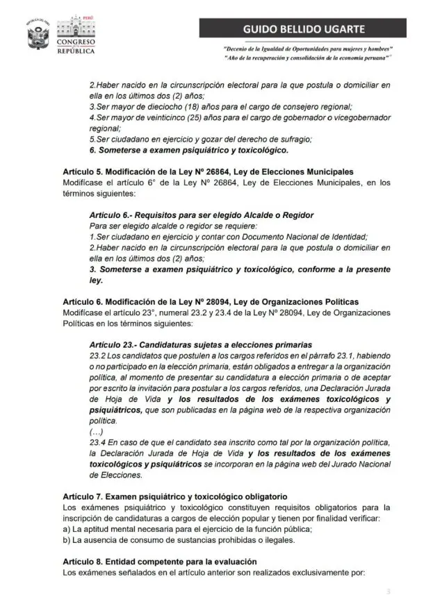 Documento oficial emitido por Guido Bellido.