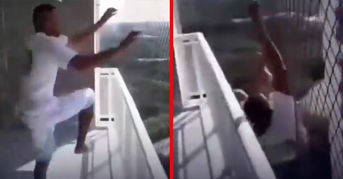Prueba extrema: Trabajador se lanza de un edificio para probar su red de seguridad
