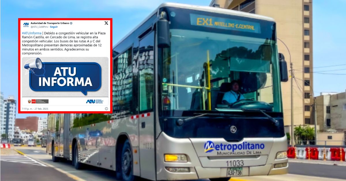Demoras en el Metropolitano: Rutas A y C se retrasan hasta 12 minutos por congestión en plaza Ramón Castilla