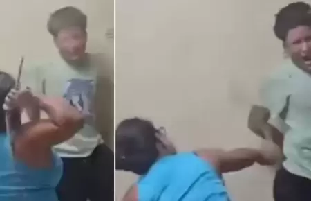 Mujer golpea con l�tigo a su hijo detenido por robo