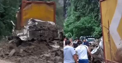Cami�n es aplastado por huaico y deja dos fallecidos en Hu�nuco