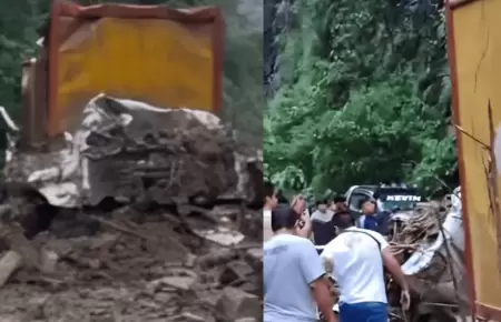 Cami�n es aplastado por huaico y deja dos fallecidos en Hu�nuco