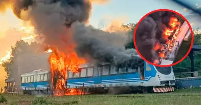 Incendio de tren en Argentina.