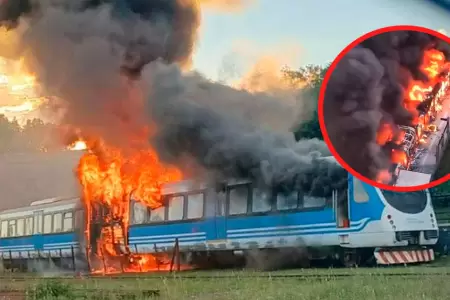 Incendio de tren en Argentina.