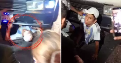 Chofer se esconde bajo su combi para evitar operativo