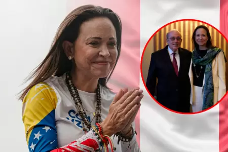 La l�der opositora agradeci� el respaldo de Per� por una transici�n democr�tica