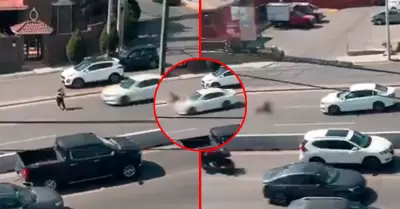 Mujer comenz� a correr hacia la pista de circulaci�n r�pida, donde fue embestida