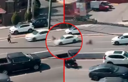 Mujer comenz� a correr hacia la pista de circulaci�n r�pida, donde fue embestida