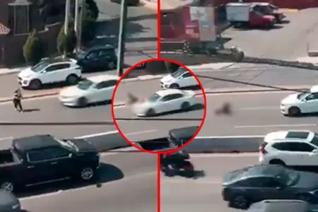 Mujer comenz� a correr hacia la pista de circulaci�n r�pida, donde fue embestida