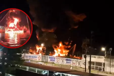 Incendio en embarcaci�n deja al menos seis heridos