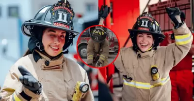 Mar�a Becerra vive en carne propia lo que es ser un bombero voluntario en Per�