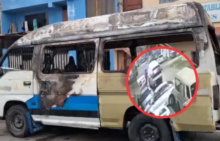 Falso repartidor incendia combi en Chorrillos
