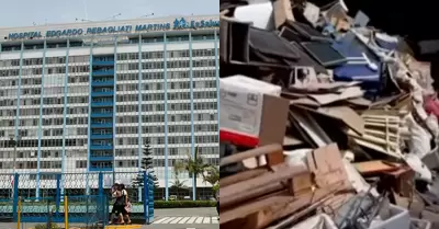 Reportan acumulaci�n de basura en Hospital Rebagliati.