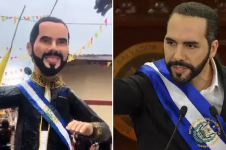 Pi�ata de Nayib Bukele recorri� calles de Cajamarca.