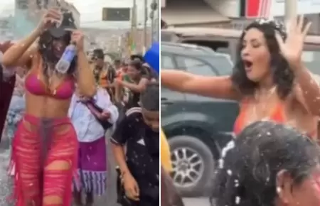 Michelle Soifer termina cubierta de pintura durante festejo de carnavales