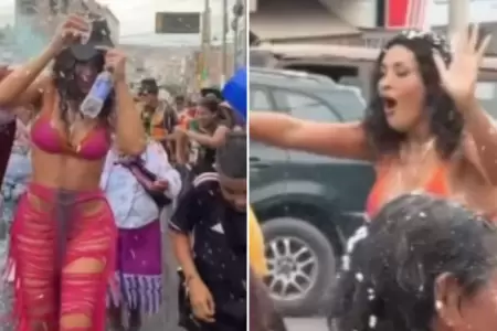 Michelle Soifer termina cubierta de pintura durante festejo de carnavales