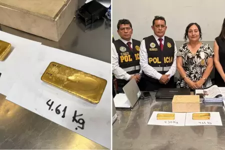 Fiscal�a inmoviliz� dos barras de oro valorizadas en m�s de 1 mill�n de d�lares