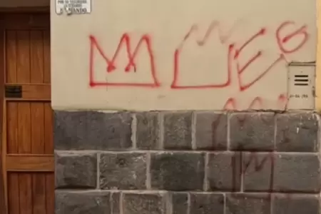 Tres adolescentes realizaron pintas a mural inca en Cusco.