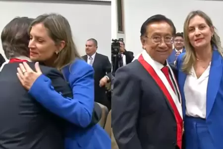 Jos� Mar�a Balc�zar y Maricarmen Alva comparten abrazo tras elecci�n presidencia