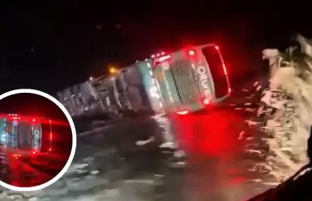 Bus de empresa Oltursa se volc�