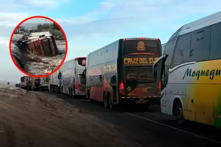 El bus volado afect� el tramo de la Panamericana Sur, en un radio de 20 kilometr