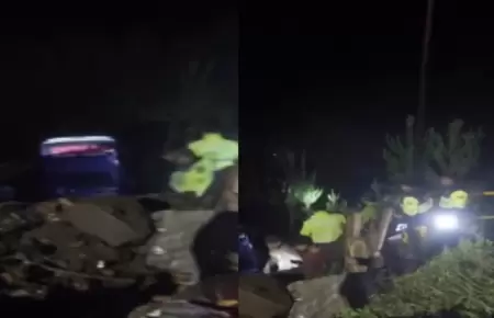 Bus cae a barranco en Carretera Central