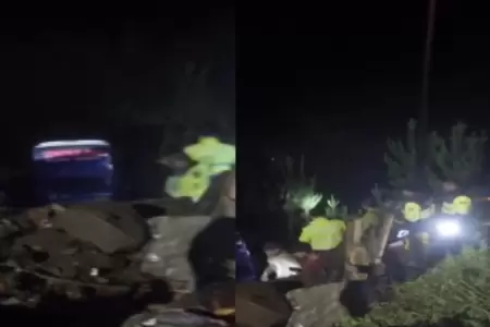 Bus cae a barranco en Carretera Central