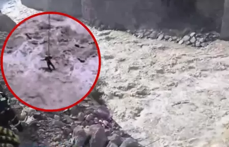Segundo rescatista cae al r�o R�mac mas fue rescatado
