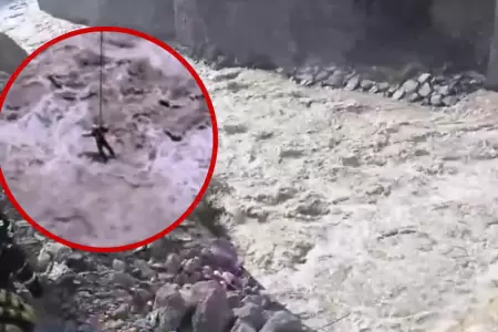 Segundo rescatista cae al r�o R�mac mas fue rescatado
