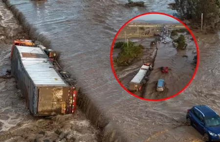 Tr�nsito restringido en el km 337 de la Panamericana Sur por huaico en Ica.